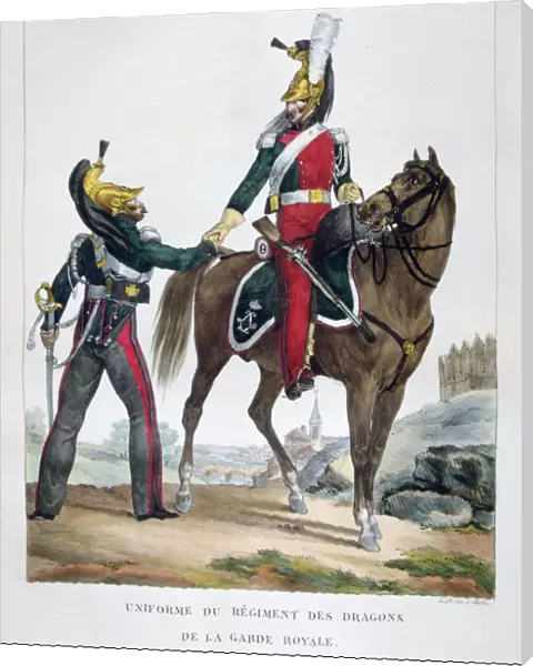 Uniform of a regiment of dragoons of the royal guard, France, 1823. Artist: Charles Etienne Pierre Motte