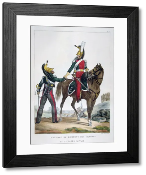 Framed Print : Uniform of a regiment of dragoons of the royal guard, France, 1823. Artist: Charles Etienne Pierre Motte Framed Print : Uniform of a regiment of dragoons of the royal guard, France, 1823. Artist: Charles Etienne Pierre Motte