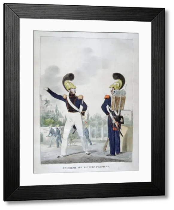 Framed Print : Uniform of military sapper-firemen, France, 1823. Artist: Charles Etienne Pierre Motte Framed Print : Uniform of military sapper-firemen, France, 1823. Artist: Charles Etienne Pierre Motte
