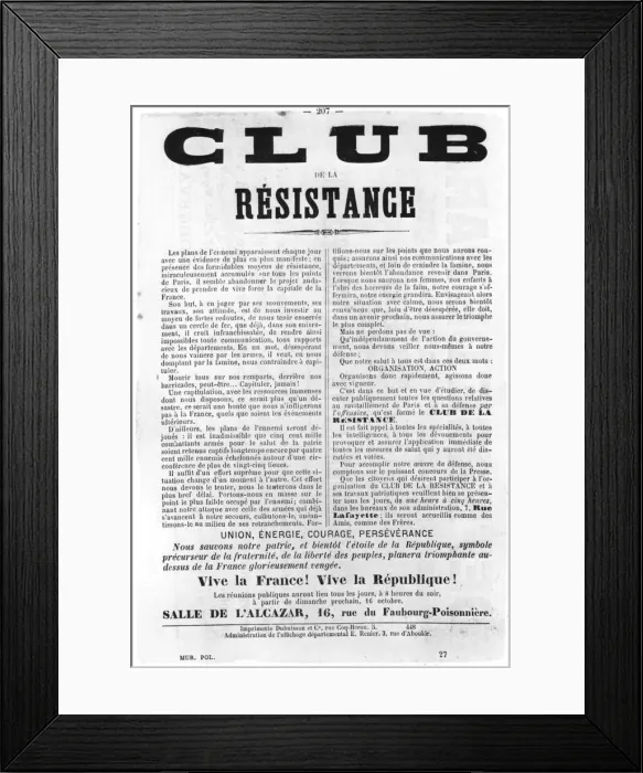 Framed Print : Club de la Resistance, from French Political posters of the Paris Commune, May 1871 Framed Print : Club de la Resistance, from French Political posters of the Paris Commune, May 1871