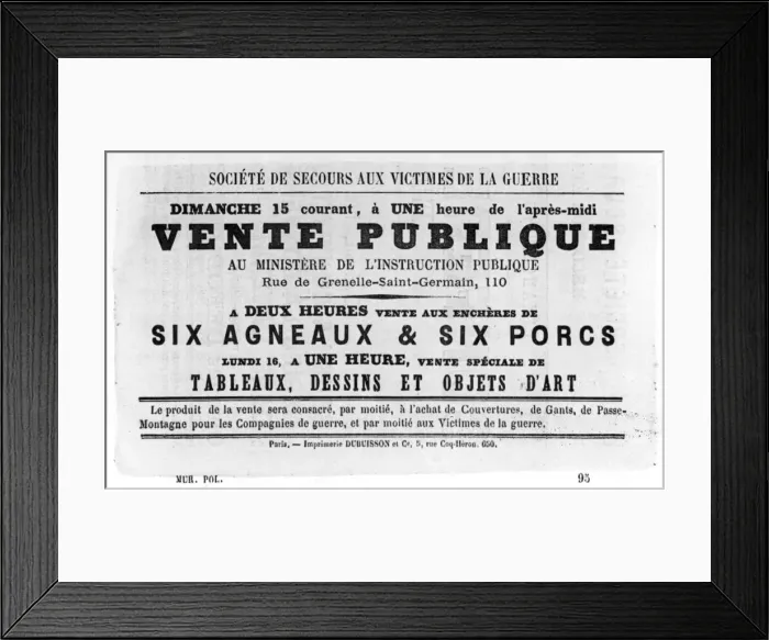 Framed Print : Vente Publique, from French Political posters of the Paris Commune, May 1871 Framed Print : Vente Publique, from French Political posters of the Paris Commune, May 1871