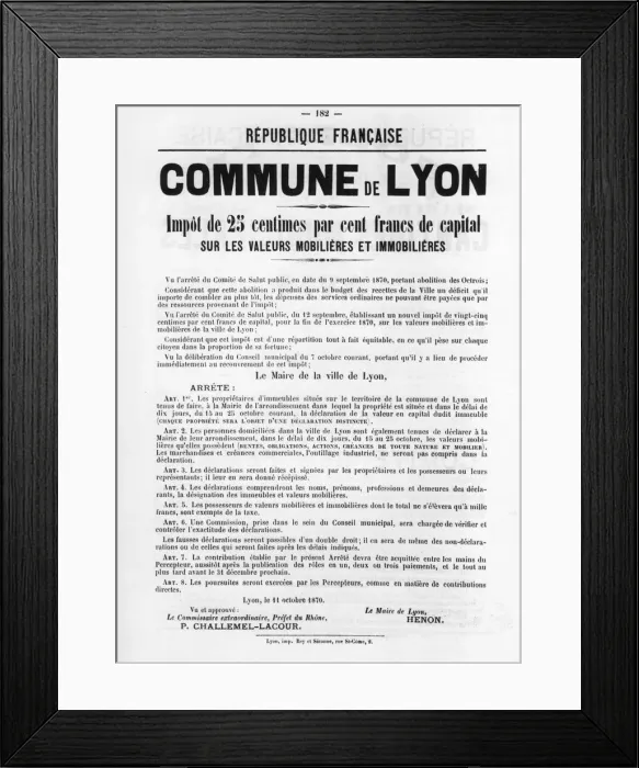 Framed Print : Commune de Lyon, from French Political posters of the Paris Commune, May 1871 Framed Print : Commune de Lyon, from French Political posters of the Paris Commune, May 1871