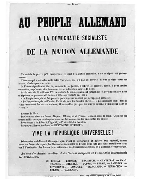 Au Peuple Allemand, from French Political posters of the Paris Commune, May 1871