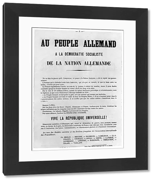 Au Peuple Allemand, from French Political posters of the Paris Commune, May 1871