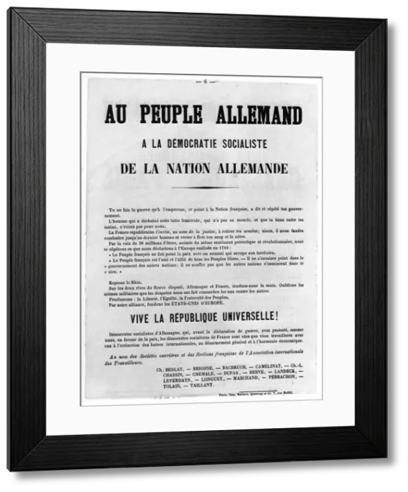 Framed Print : Au Peuple Allemand, from French Political posters of the Paris Commune, May 1871 Framed Print : Au Peuple Allemand, from French Political posters of the Paris Commune, May 1871