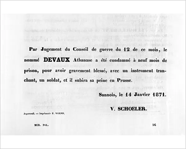 Par Jugement du Conseil, from French Political posters of the Paris Commune, January 1871