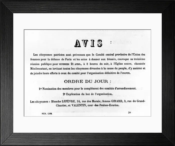 Framed Print : Avis, from French Political posters of the Paris Commune, May 1871