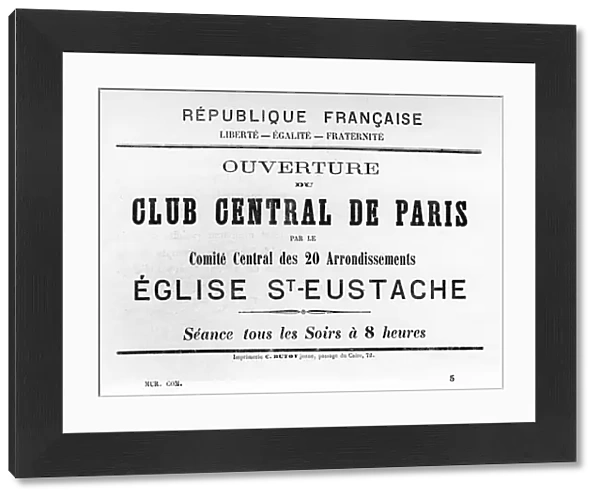 Club Central de Paris, from French Political posters of the Paris Commune, May 1871