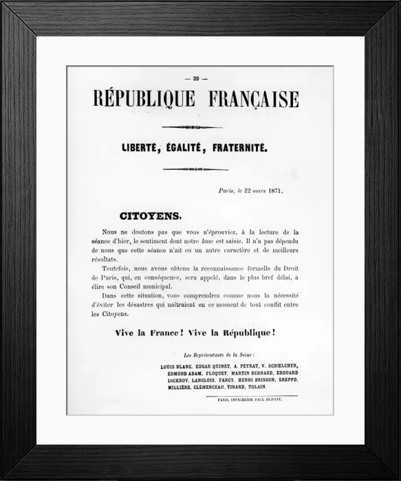 Framed Print : Citoyens, from French Political posters of the Paris Commune, May 1871 Framed Print : Citoyens, from French Political posters of the Paris Commune, May 1871