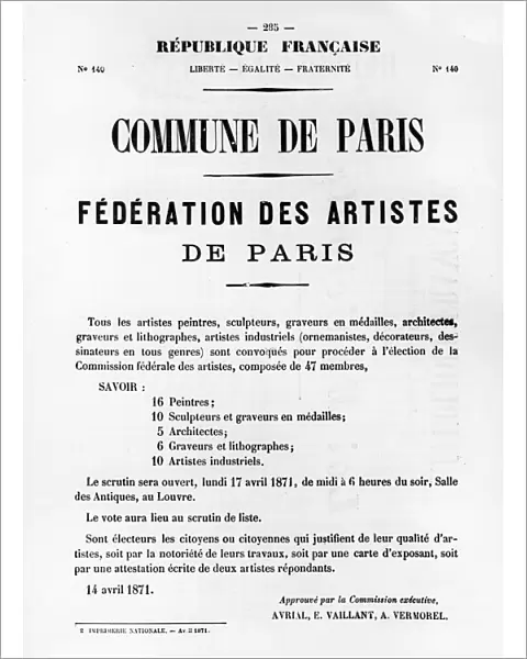 Federation des Artistes, from French Political posters of the Paris Commune, May 1871