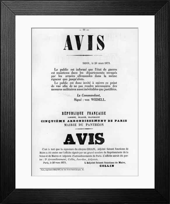 Framed Print : Avise, from French Political posters of the Paris Commune, May 1871 Framed Print : Avise, from French Political posters of the Paris Commune, May 1871