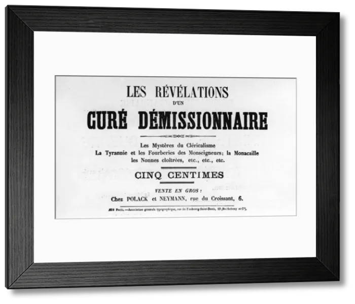 Framed Print : Cure Demissionnaire, from French Political posters of the Paris Commune, May 1871 Framed Print : Cure Demissionnaire, from French Political posters of the Paris Commune, May 1871