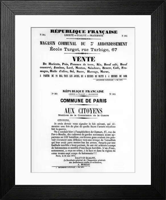 Framed Print : Vente, from French Political posters of the Paris Commune, May 1871 Framed Print : Vente, from French Political posters of the Paris Commune, May 1871