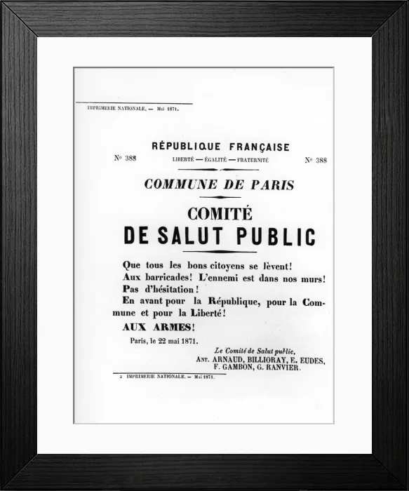 Framed Print : De Salut Public, from French Political posters of the Paris Commune, May 1871 Framed Print : De Salut Public, from French Political posters of the Paris Commune, May 1871