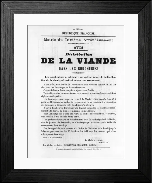 Framed Print : De La Viande, from French Political posters of the Paris Commune, May 1871 Framed Print : De La Viande, from French Political posters of the Paris Commune, May 1871