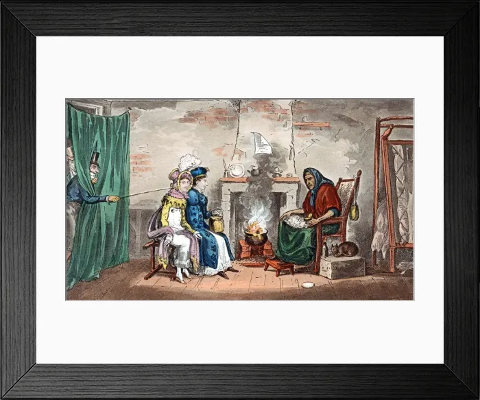 Framed Print : A visit to a fortune teller, early 19th century. Artist: Isaac Robert Cruikshank Framed Print : A visit to a fortune teller, early 19th century. Artist: Isaac Robert Cruikshank