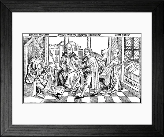 Framed Print : Joseph interpreting Pharaohs dream, 1493 Framed Print : Joseph interpreting Pharaohs dream, 1493