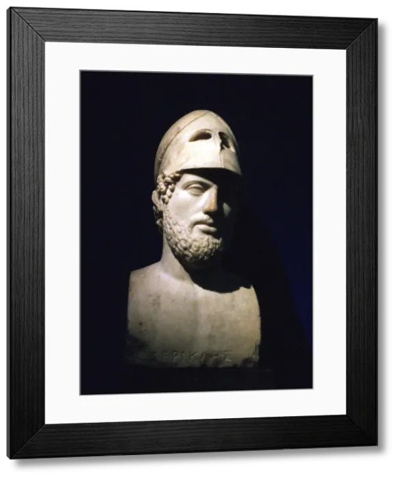 Framed Print : Marble portrait bust of Perikles, Athenian statesman (c490-429 BC), Roman, 2nd century BC Framed Print : Marble portrait bust of Perikles, Athenian statesman (c490-429 BC), Roman, 2nd century BC
