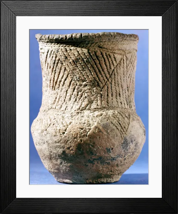 Framed Print : Late Neolithic / early Bronze Age ceramic beaker, European, c4000 BC Framed Print : Late Neolithic / early Bronze Age ceramic beaker, European, c4000 BC