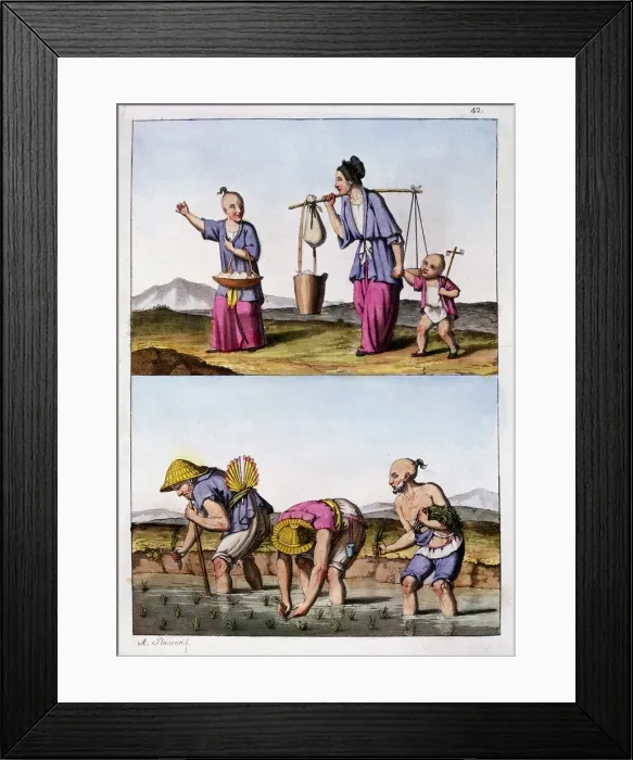 Framed Print : Two Chinese scenes, c1830 Framed Print : Two Chinese scenes, c1830