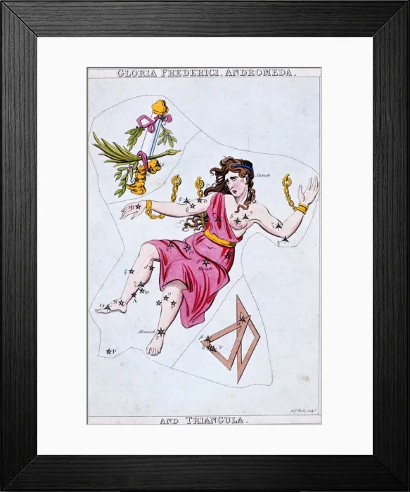 Framed Print : Constellations of Andromeda and Triangula, c1820. Artist: Sidney Hall Framed Print : Constellations of Andromeda and Triangula, c1820. Artist: Sidney Hall