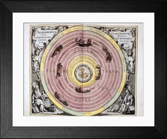 Framed Print : Ptolemaic (geocentric / Earth-centred) system of the Universe, 1708 Framed Print : Ptolemaic (geocentric / Earth-centred) system of the Universe, 1708