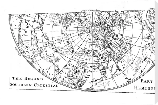 Second part of the star chart of the Southern Celestial Hemisphere showing constellations, 1747