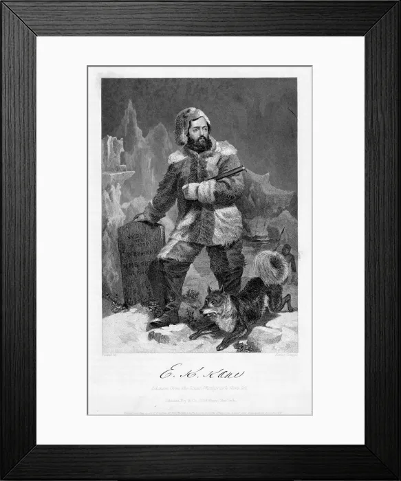 Framed Print : Elisha Kent Kane (1820-1857), American naval surgeon and arctic explorer in arctic dress, 1862 Framed Print : Elisha Kent Kane (1820-1857), American naval surgeon and arctic explorer in arctic dress, 1862
