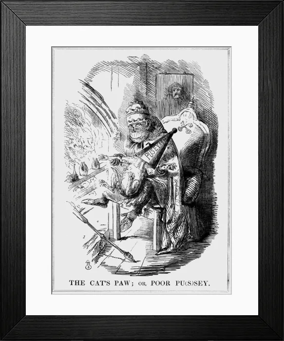Framed Print : The Cats Paw: or Poor Pu(s)sey, 1850