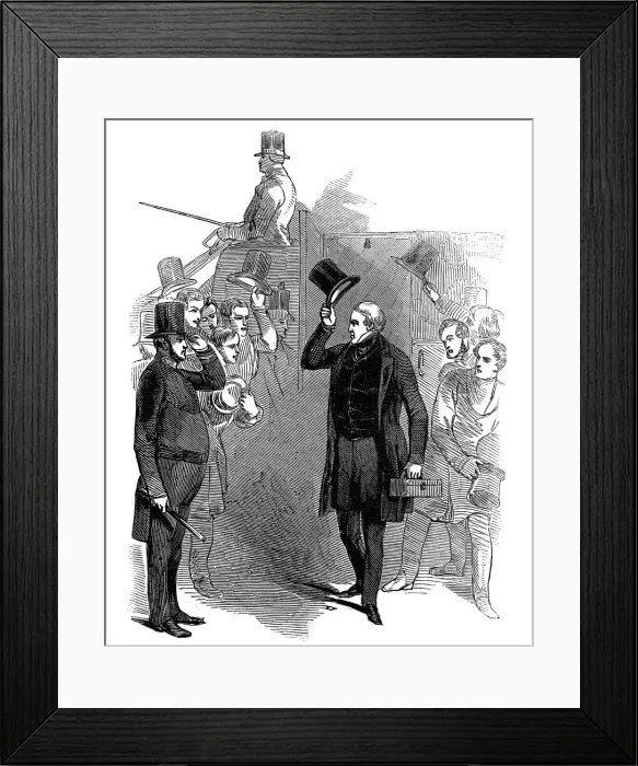 Framed Print : Robert Peel, British statesman, arriving at the House of Commons, London, January, 1846 Framed Print : Robert Peel, British statesman, arriving at the House of Commons, London, January, 1846