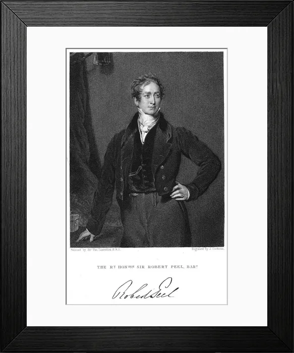 Framed Print : Robert Peel, 19th century British statesman. Artist: J Cochran Framed Print : Robert Peel, 19th century British statesman. Artist: J Cochran