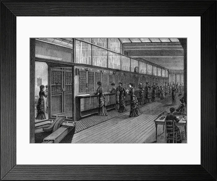Framed Print : Female telephonists at the Central Telephone Exchange, Paris, 1890 Framed Print : Female telephonists at the Central Telephone Exchange, Paris, 1890