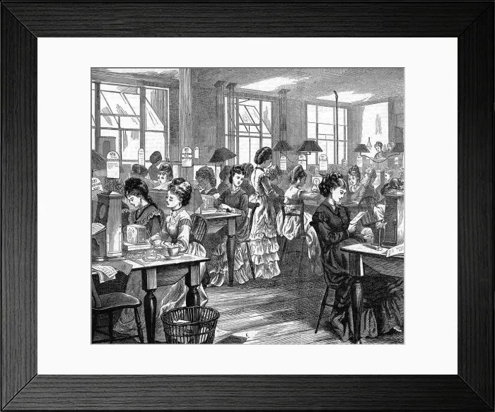 Framed Print : Female telegraph workers, 1871 Framed Print : Female telegraph workers, 1871