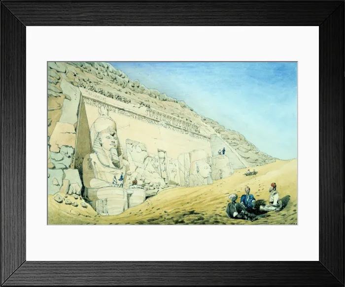 Framed Print : Statues of Rameses II outside the entrance to the main temple at Abu Simbel, Egypt, 13th Century BC. Artist: Frederick Catherwood