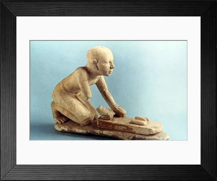 Framed Print : Model of a baker kneading dough and forming loaves, Ancient Egyptian Framed Print : Model of a baker kneading dough and forming loaves, Ancient Egyptian
