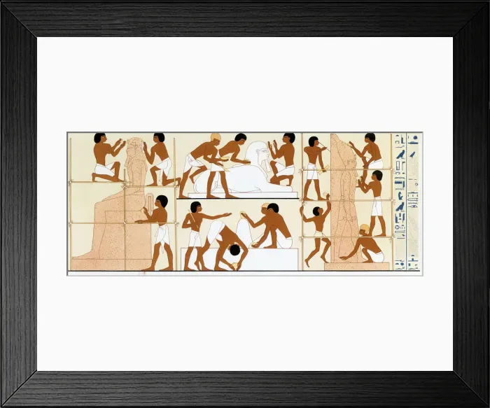 Framed Print : Ancient Egyptian sculptors working on statues, c1842-1845 Framed Print : Ancient Egyptian sculptors working on statues, c1842-1845
