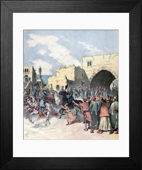 Framed Print : The French consul arrives in Bethlehem during Christmas festivities, 1892. Artist: Henri Meyer Framed Print : The French consul arrives in Bethlehem during Christmas festivities, 1892. Artist: Henri Meyer