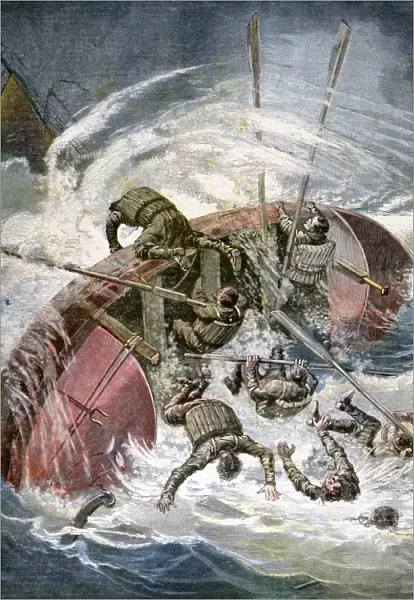 Rescue from a shipwreck in a storm off Les Sables-d Olonne, France, 1891. Artist: Henri Meyer