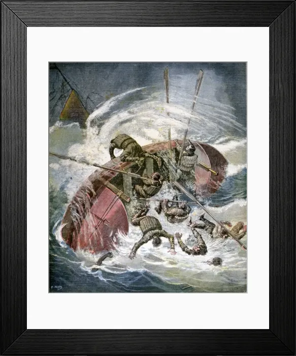 Framed Print : Rescue from a shipwreck in a storm off Les Sables-d Olonne, France, 1891. Artist: Henri Meyer Framed Print : Rescue from a shipwreck in a storm off Les Sables-d Olonne, France, 1891. Artist: Henri Meyer