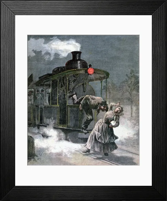 Framed Print : Accident on the Marly-le-Roi rail line, France, 1891. Artist: F Meaulle Framed Print : Accident on the Marly-le-Roi rail line, France, 1891. Artist: F Meaulle