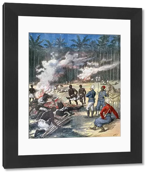 Cremation of the Dahomey corpses, Africa, 1892. Artist: Henri Meyer