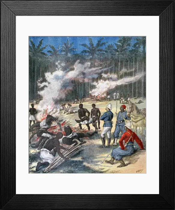 Framed Print : Cremation of the Dahomey corpses, Africa, 1892. Artist: Henri Meyer Framed Print : Cremation of the Dahomey corpses, Africa, 1892. Artist: Henri Meyer