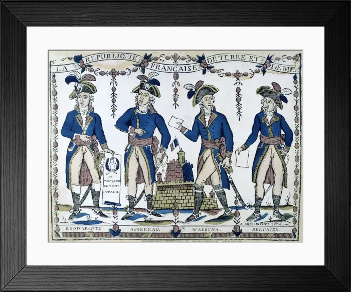 Framed Print : Allegories of Bonaparte, Augereau, Massina, Berphier, France, 1789