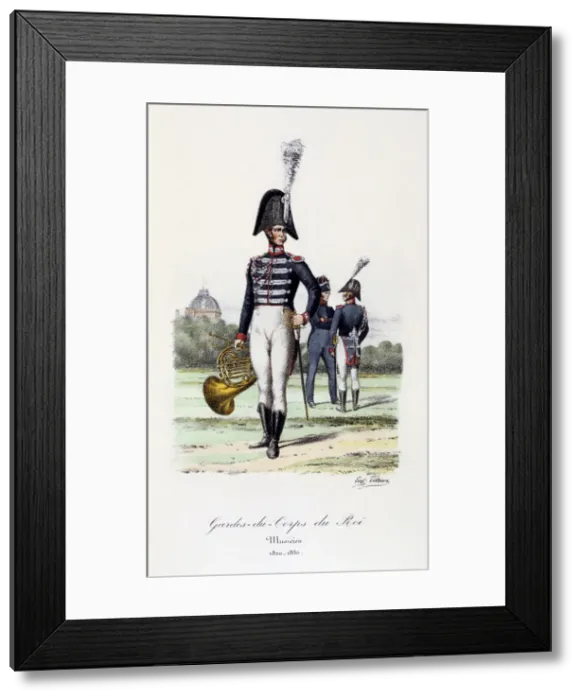 Framed Print : Gardes-du-Corps de Roi, Musicien, 1820-30. Artist: Eugene Titeux Framed Print : Gardes-du-Corps de Roi, Musicien, 1820-30. Artist: Eugene Titeux