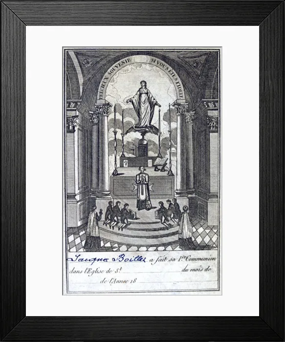 Framed Print : Certificate of communion, 19th century Framed Print : Certificate of communion, 19th century