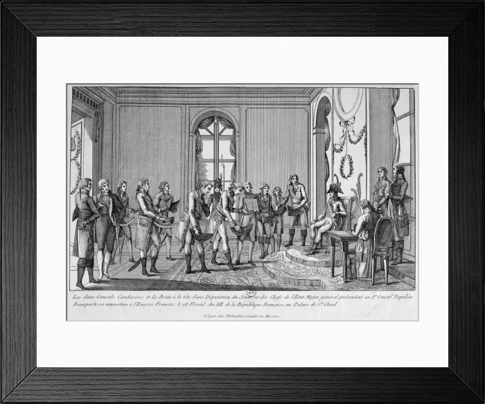 Framed Print : The Two Consuls Cambaceres and Le Brun nominate Napoleon Emperor, 19th century Framed Print : The Two Consuls Cambaceres and Le Brun nominate Napoleon Emperor, 19th century