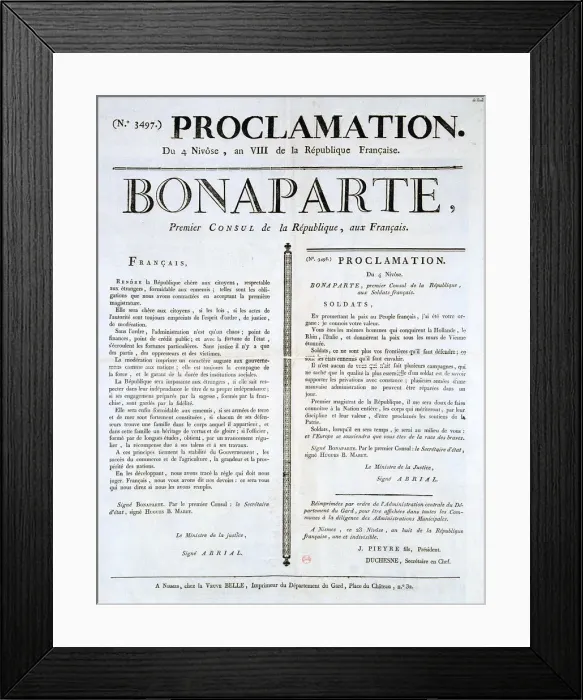 Framed Print : Proclamation of Napoleon as 1st Consul, 19th century Framed Print : Proclamation of Napoleon as 1st Consul, 19th century