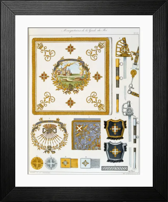 Framed Print : Mousquetaires de la Garde du Roi, Insignia Artist: Eugene Titeux Framed Print : Mousquetaires de la Garde du Roi, Insignia Artist: Eugene Titeux