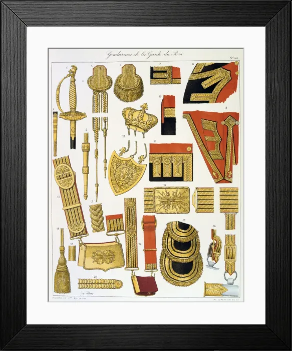 Framed Print : Gendarmes de la Garde du Roi, Insignia Artist: Eugene Titeux Framed Print : Gendarmes de la Garde du Roi, Insignia Artist: Eugene Titeux