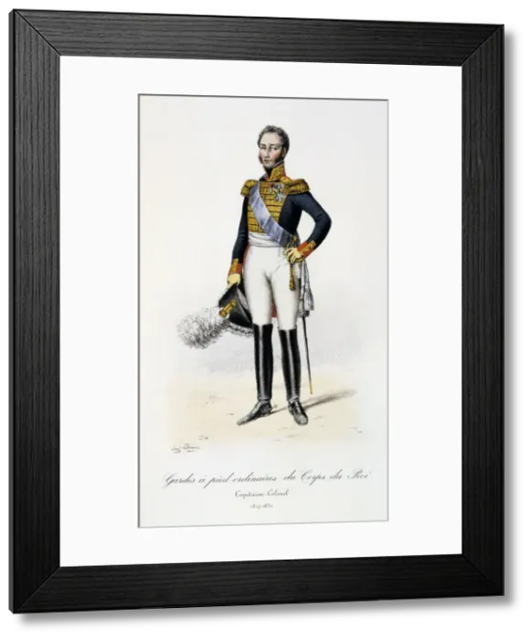 Framed Print : Gardes a pied ordinaires du Corps de Roi, Capitaine-Colonel, 1817-30. Artist: Eugene Titeux Framed Print : Gardes a pied ordinaires du Corps de Roi, Capitaine-Colonel, 1817-30. Artist: Eugene Titeux